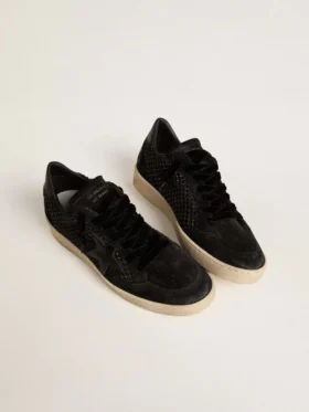 Ball Star da donna in rete con cristalli Swarovski, stella in pelle laminata nera e linguetta sul tallone