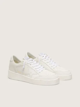 Ball Star da uomo con stella e linguetta sul tallone in pelle bianca