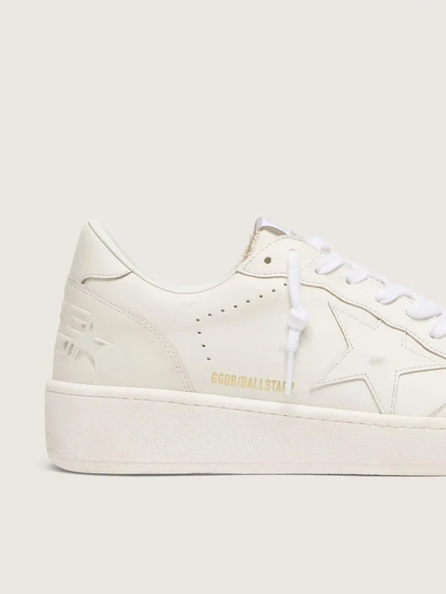 Ball Star da uomo con stella e linguetta sul tallone in pelle bianca