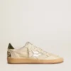 Ball Star da uomo con stella in pelle argentata e linguetta sul tallone in pelle verde