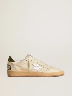 Ball Star da uomo con stella in pelle argentata e linguetta sul tallone in pelle verde
