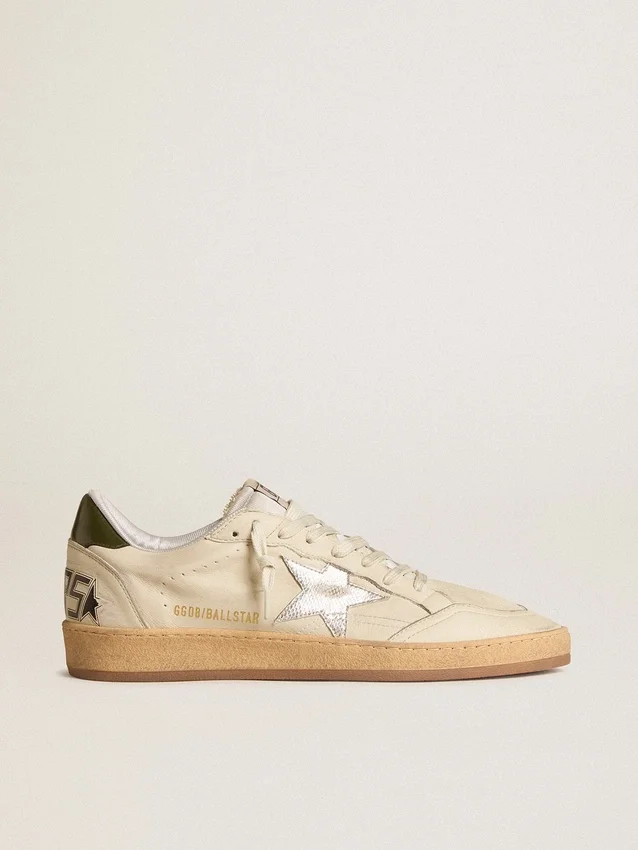 Ball Star da uomo con stella in pelle argentata e linguetta sul tallone in pelle verde