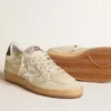 Ball Star da uomo con stella in pelle argentata e linguetta sul tallone in pelle verde
