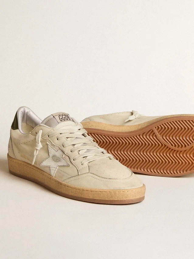 Ball Star da uomo con stella in pelle argentata e linguetta sul tallone in pelle verde