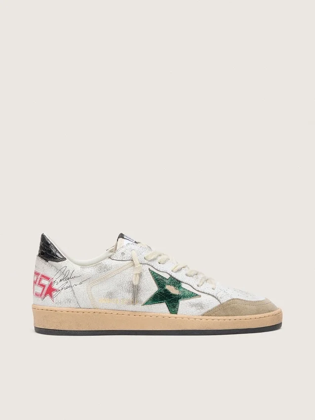 Ball Star da uomo con stella in pelle metallizzata e linguetta sul tallone in pelle grigia