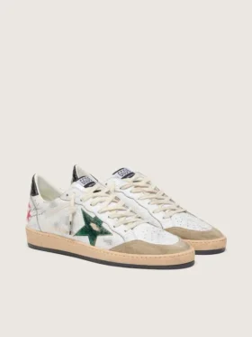 Ball Star da uomo con stella in pelle metallizzata e linguetta sul tallone in pelle grigia