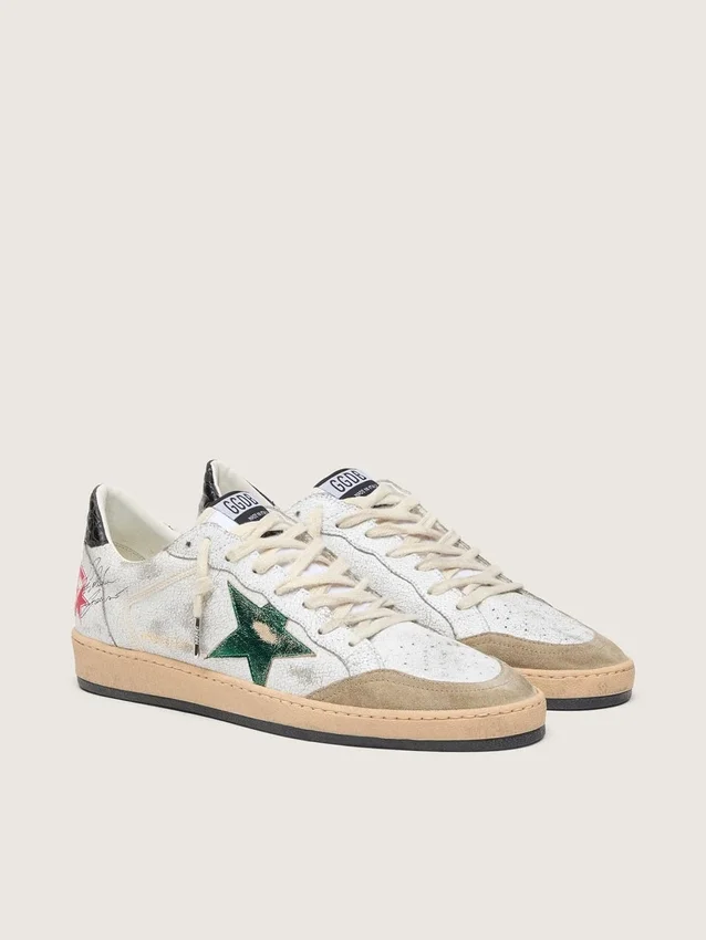 Ball Star da uomo con stella in pelle metallizzata e linguetta sul tallone in pelle grigia