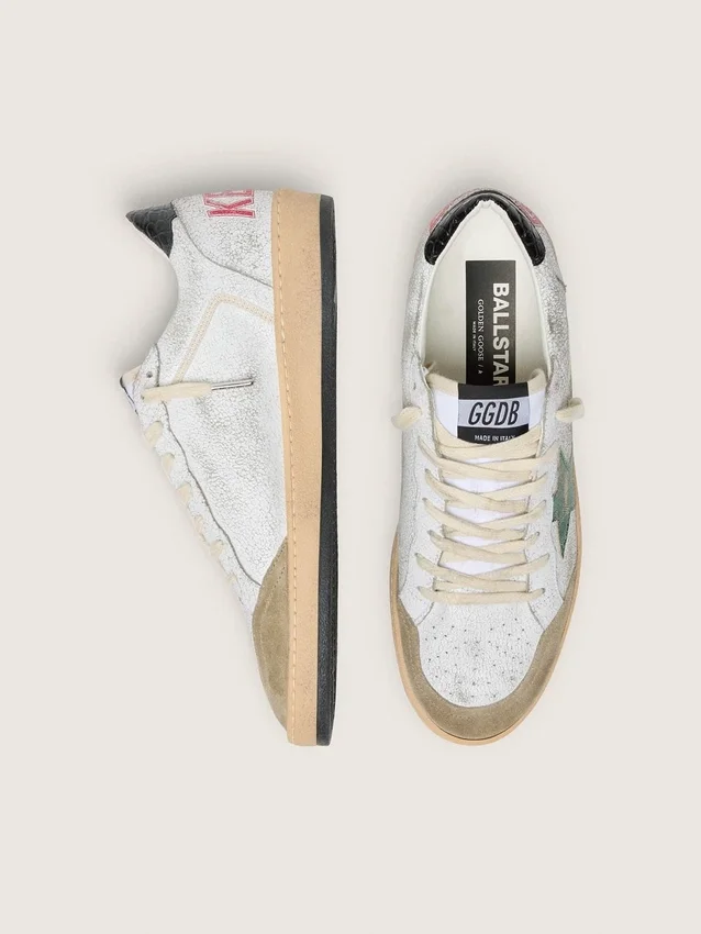 Ball Star da uomo con stella in pelle metallizzata e linguetta sul tallone in pelle grigia