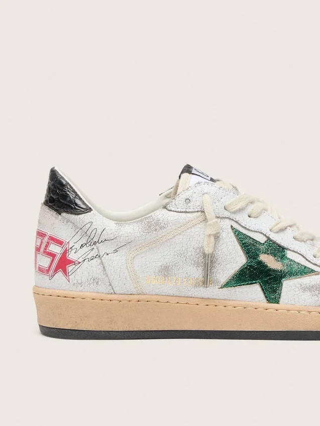 Ball Star da uomo con stella in pelle metallizzata e linguetta sul tallone in pelle grigia