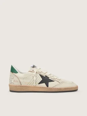 Ball Star da uomo con stella in pelle nera e linguetta sul tallone in pelle verde