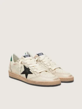 Ball Star da uomo con stella in pelle nera e linguetta sul tallone in pelle verde