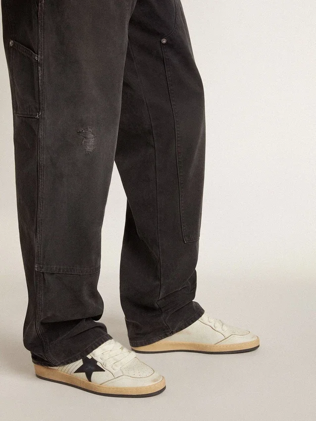 Ball Star da uomo con stella in pelle nera e linguetta sul tallone in pelle verde