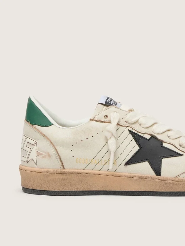 Ball Star da uomo con stella in pelle nera e linguetta sul tallone in pelle verde