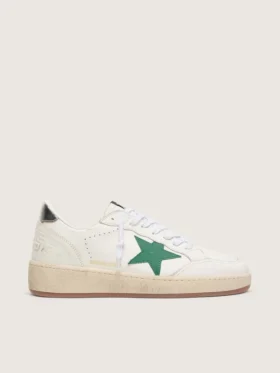 Ball Star da uomo con stella in pelle verde e linguetta sul tallone in pelle metallizzata