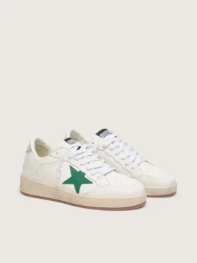 Ball Star da uomo con stella in pelle verde e linguetta sul tallone in pelle metallizzata