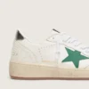 Ball Star da donna con stella in pelle verde e linguetta sul tallone in pelle metallizzata