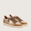 Ball Star da uomo in lana con stella in pelle color crema e inserti in pelle cerata marrone