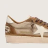 Ball Star da uomo in lana con stella in pelle color crema e inserti in pelle cerata marrone