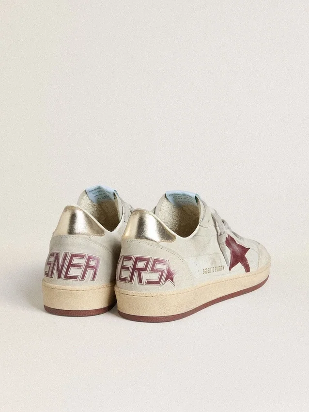 Ball Star da uomo in nabuk con stampa coccodrillo e stella in pelle scamosciata bordeaux
