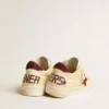 Ball Star da uomo in nappa beige con stella in mesh bordeaux e linguetta sul tallone