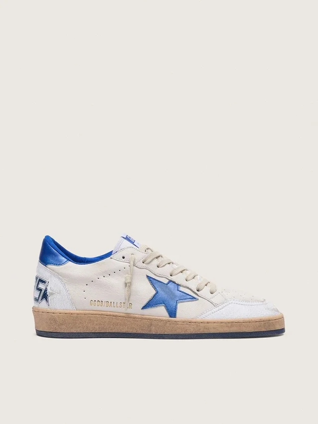 Ball Star da uomo in nappa bianca con stella e linguetta sul tallone blu