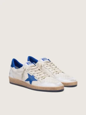 Ball Star da uomo in nappa bianca con stella e linguetta sul tallone blu
