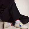 Ball Star da uomo in nappa bianca con stella e linguetta sul tallone blu