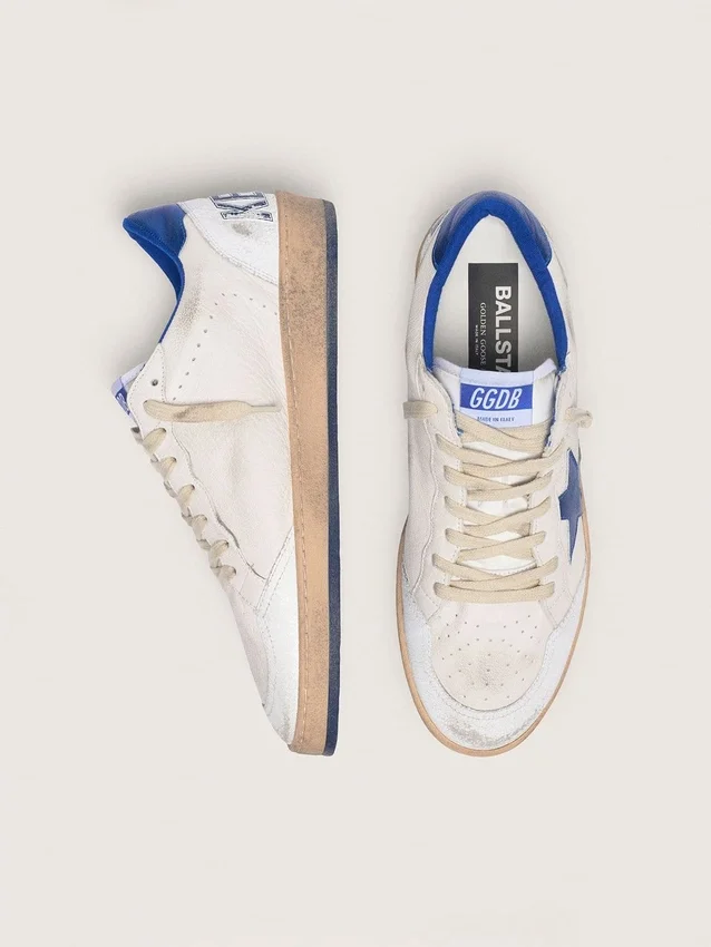 Ball Star da uomo in nappa bianca con stella e linguetta sul tallone blu