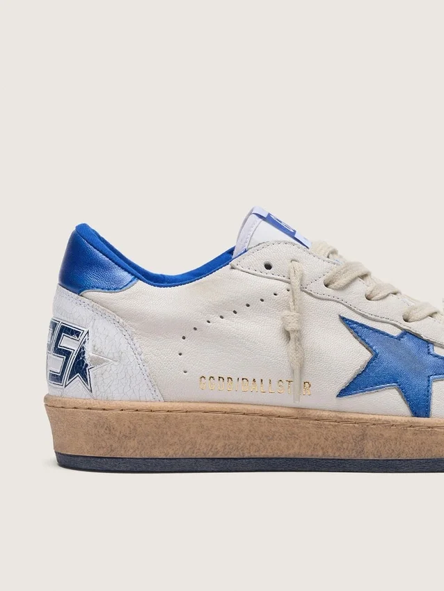 Ball Star da uomo in nappa bianca con stella e linguetta sul tallone blu