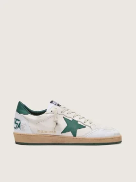 Ball Star da uomo in nappa bianca con stella e linguetta sul tallone in pelle verde