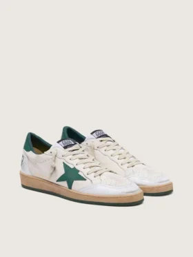 Ball Star da uomo in nappa bianca con stella e linguetta sul tallone in pelle verde