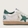 Ball Star da uomo in nappa bianca con stella e linguetta sul tallone in pelle verde