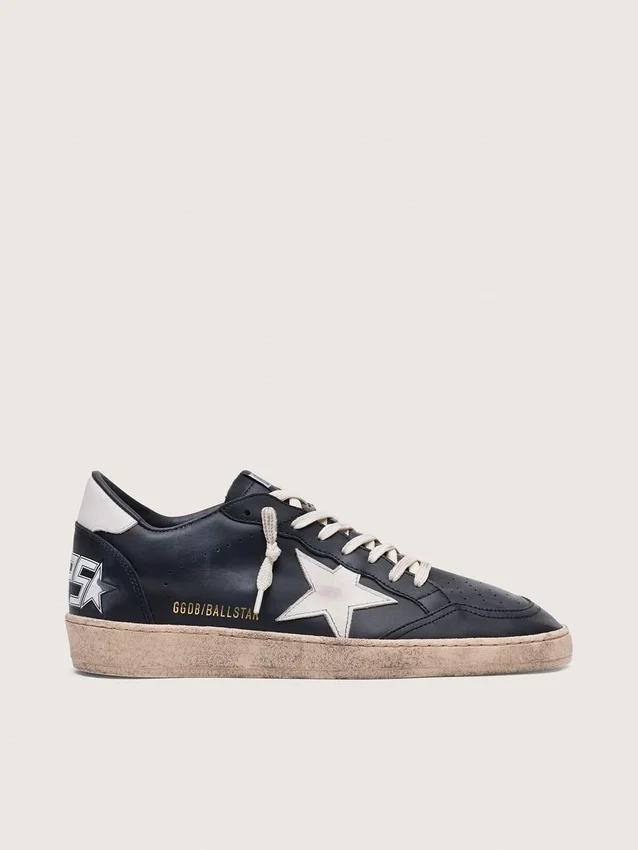 Ball Star da uomo in nappa nera con stella e linguetta sul tallone in pelle bianca