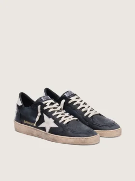 Ball Star da uomo in nappa nera con stella e linguetta sul tallone in pelle bianca