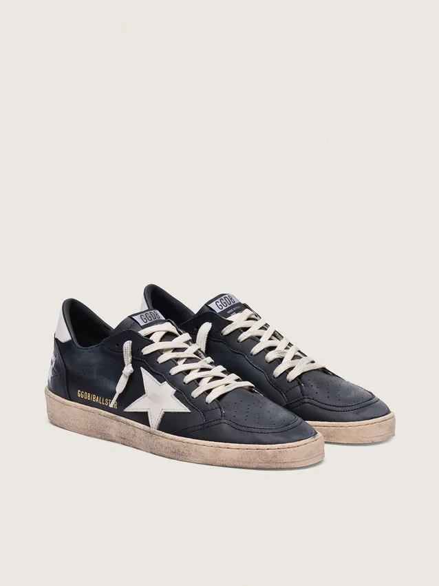 Ball Star da uomo in nappa nera con stella e linguetta sul tallone in pelle bianca