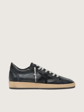 Ball Star da uomo in nappa nera con stella in pelle scamosciata e linguetta sul tallone in nappa