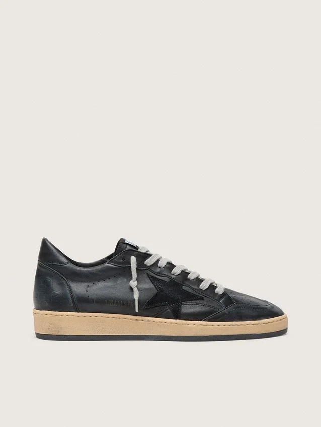 Ball Star da uomo in nappa nera con stella in pelle scamosciata e linguetta sul tallone in nappa