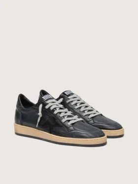 Ball Star da uomo in nappa nera con stella in pelle scamosciata e linguetta sul tallone in nappa