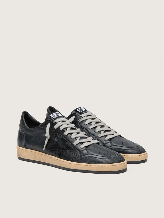 Ball Star da uomo in nappa nera con stella in pelle scamosciata e linguetta sul tallone in nappa