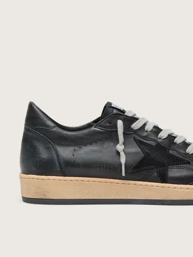 Ball Star da uomo in nappa nera con stella in pelle scamosciata e linguetta sul tallone in nappa
