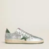 Ball Star da uomo in nylon argento con stella in pelle verde e linguetta sul tallone