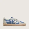Ball Star da uomo in nylon blu denim con inserti in pelle scamosciata grigio chiaro e stella in pelle argento metallizzato