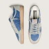 Ball Star da uomo in nylon blu denim con inserti in pelle scamosciata grigio chiaro e stella in pelle argento metallizzato