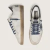 Ball Star da uomo in pelle bianca con stella in pelle blu scuro e linguetta sul tallone in pelle laminata argento