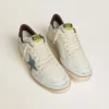 Ball Star da uomo in pelle bianca con stella in pelle scamosciata azzurra e linguetta sul tallone in nabuk marrone