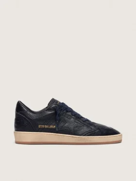 Ball Star da uomo in pelle blu navy con stella in pelle tono su tono