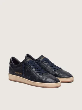 Ball Star da uomo in pelle blu navy con stella in pelle tono su tono
