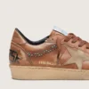 Ball Star da uomo in pelle marrone con stella in pelle scamosciata beige e perline