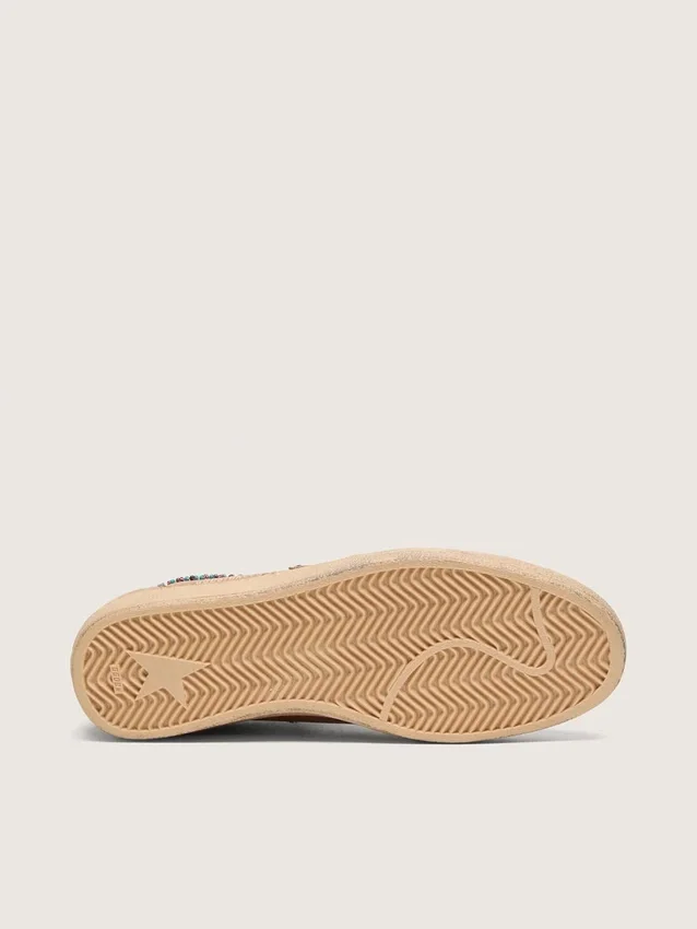 Ball Star da uomo in pelle marrone con stella in pelle scamosciata beige e perline