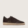 Ball Star da uomo in pelle marrone scuro con stella in pelle tono su tono